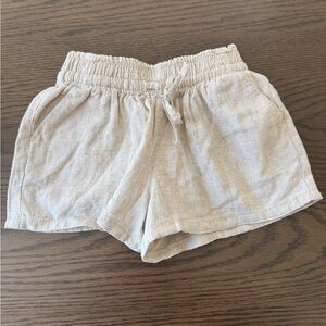 NWT Toddler Cream Linen Blend Elastic Waist Shorts Size 1 to 2 years